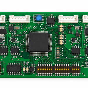 green pcb with chips and switches