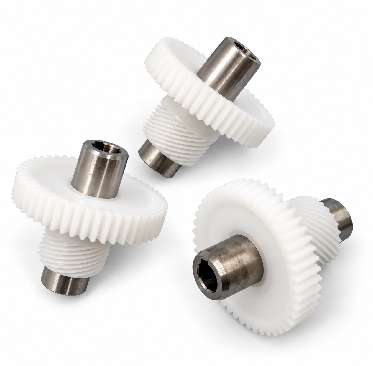 three white compound gears in triangle three white compound gears in triangle